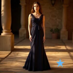 White by Vera Wang Black Evening Gown Dress Womens Sz 14 XL Sleeveless Chiffon